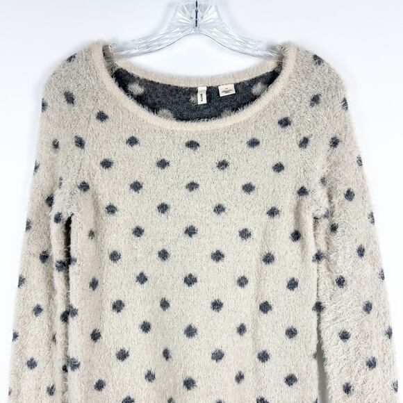 Moth Anthropologie Dotted Woolly Sweater Fuzzy Eyelash Pullover Tan Womens Sz S - Picture 4 of 11